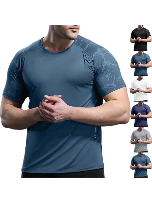 Men's Running T-Shirt (XS-5XL), Ice Feel Quick Dry Athletic Training Performance Top Green Size XS