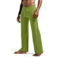 thumbnail image 1 of Afuyipoi Men's Sleep Straight Leg Pants,Elastic Waist Breathable Solid Color Causal Sleepwear Lounge Pants Green XL, 1 of 7