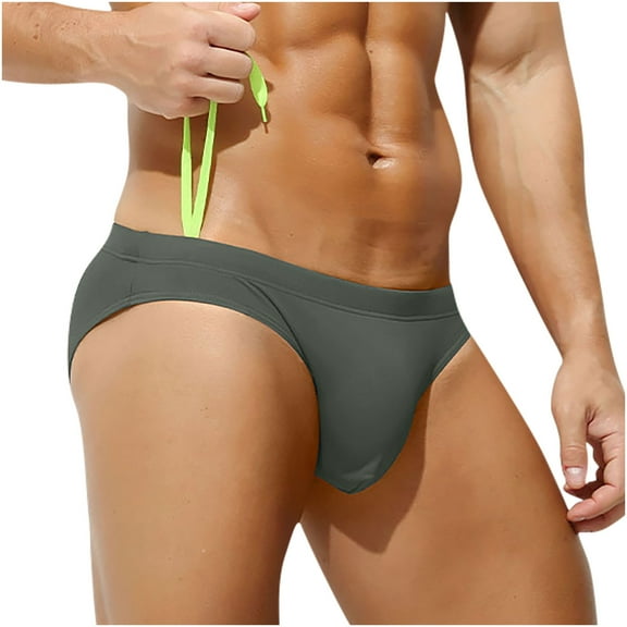 Afuyipoi Men's Solid Color Underpants,Swim Trunks Drawstring Waist Quick Dry Leisure Bottoms Army Green M