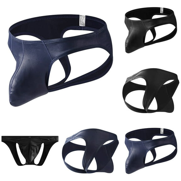 Afuyipoi Men's T-Back Underwear,Solid Cut-Outs Breathable Low Rise Briefs Blue M