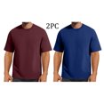thumbnail image 1 of Afuyipoi Men's T-Shirt 2PC Heavyweight Cotton Tee Casual Short Sleeve Crew Neck Pullover Tops Wine Size L, 1 of 5