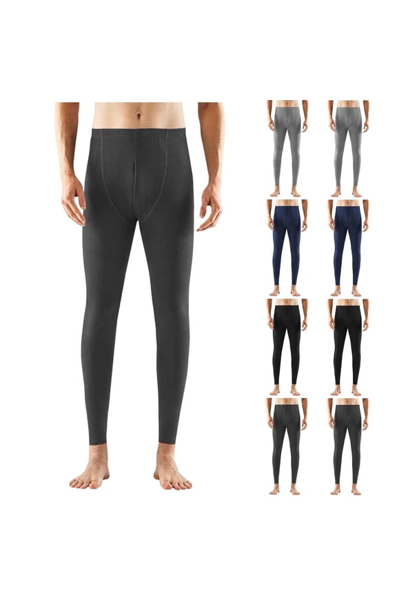 Men's Thermal Pants, Fleece Lined Sports Tights Leggings Cold Weather Baselayer Winter Gear Black L