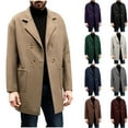 thumbnail image 1 of Afuyipoi Men's Trench Coat,Solid Color Button Up Lapel Long Sleeve Casual Coat with Pockets Khaki L, 1 of 7