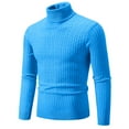 thumbnail image 1 of Afuyipoi Men's Turtleneck Knitwear,Vintage Fleecing Lined Streak Elastic PulloverSweater Sky Blue L, 1 of 2