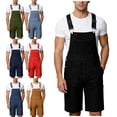 thumbnail image 1 of Afuyipoi Men's Washed Denim Overalls Shorts, with Chest Pocket Workwear Bib Shorts with Adjustable Straps Blue 3XL, 1 of 9
