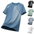 thumbnail image 1 of Afuyipoi Men's Workout Shirts, Quick Dry Moisture Wicking Short Sleeve Mesh Athletic T-Shirts Blue XL, 1 of 3