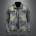 thumbnail image 1 of Afuyipoi Men's Workwear Denim Style Jacket Slim Fit Pocket Button Casual Trucker Coat Size M-4XL Blue Size 2XL, 1 of 8