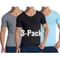 thumbnail image 1 of Afuyipoi Mens 3-pack Lightweight Undershirts V-neck Slim Fit Short Sleeve Tshirts Stretch Tee Tops Black Size 4XL, 1 of 9