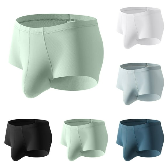 Afuyipoi Mens Boxer Briefs,Breathable Elastic Waist Active Performance Briefs Underwear Green M