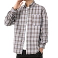 thumbnail image 1 of Afuyipoi Mens Button-Up Shirts,Stylish Checkered Long Sleeve Lightweight Casual Woven Shirts Coffee 2XL, 1 of 7