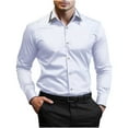 thumbnail image 1 of Afuyipoi Mens Button Up Shirts,Work Casual Long Sleeve Stand Collar Classic Men's Shirt White M, 1 of 7