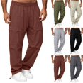 thumbnail image 1 of Afuyipoi Mens Cargo Pants Elastic Waist with Drawstring Windproof Outdoor Sports Jogger Trousers Gray Size XL, 1 of 9