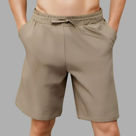 Afuyipoi Mens Casual Shorts Relaxed Fit Stretch Shorts Summer Outdoor Sport Shorts for Men Khaki Size M