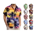 thumbnail image 1 of Afuyipoi Mens Hawaiian Shirt, Short Sleeve Button Down Shirts Tropical Floral Summer Beach Shirts Multicolor Size 2XL, 1 of 6