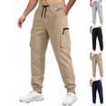 thumbnail image 1 of Afuyipoi Mens Lightweight Sport Pants Casual Elastic Waist Drawstring Jogger Pants with Pockets Navy Size 2XL, 1 of 8