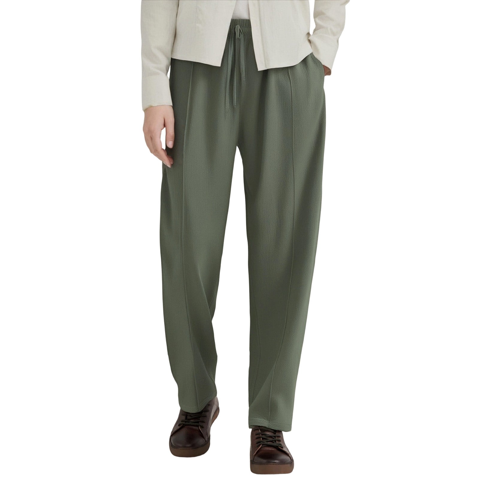 Afuyipoi Mens Linen Straight Leg Pants Business Casual High Waist ...