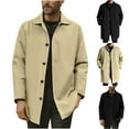 thumbnail image 1 of Afuyipoi Mens Mid-length Windbreaker, Button Down Lightweight Jacket for Spring Fall Black M, 1 of 10