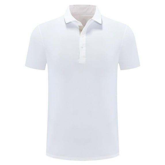 Afuyipoi Mens Quick Dry Polo Shirts, Sport Golf Shirts Summer Solid Short Sleeve Tops White