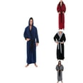 thumbnail image 1 of Afuyipoi Mens Robe,Long Sleeved Warm With Pockets Fleece Warm Plush Hooded Bathrobes Blue M, 1 of 8