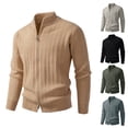 thumbnail image 1 of Afuyipoi Mens Sweater Jacket, Zip Up Long Sleeve Knit Jacket Spring Fall Casual Outwear Khaki L, 1 of 5