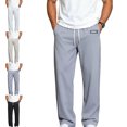 thumbnail image 1 of Afuyipoi Mens Track Pants Summer Ice Silk Draped Solid Color Casual Straight Leg Thin Breathable Quick Dry Sports Trousers Size M-4XL Gray Size L, 1 of 5