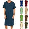 thumbnail image 1 of Afuyipoi Mens V-Neck Short Sleeve Sleepshirt, Long Robe, V-Neck Sleepwear Long Sleep Robe Short Sleeve Pajamas Loose Home Wear Mens Sleepshirt Navy L, 1 of 7