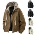thumbnail image 1 of Afuyipoi Mens WorkwearJacket,Checkered Long Sleeved Zipper Hooded Casual Jacket Coffee M, 1 of 5