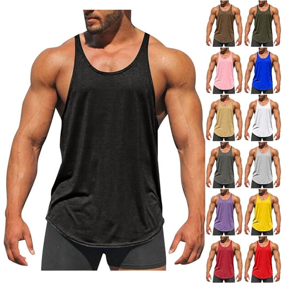 Afuyipoi Mens's Muscle Tank Top, Quick Dry Workout Tank Top Gym Tee Fitness Bodybuilding Sleeveless T-shirt Army Green 3XL
