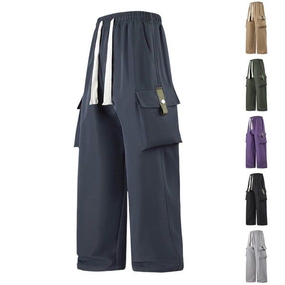 Afuyipoi Oversized Sweatpants for Men,Elastic Waist Natural Rise Breathable Pull-On Pants Dark Gray S/30