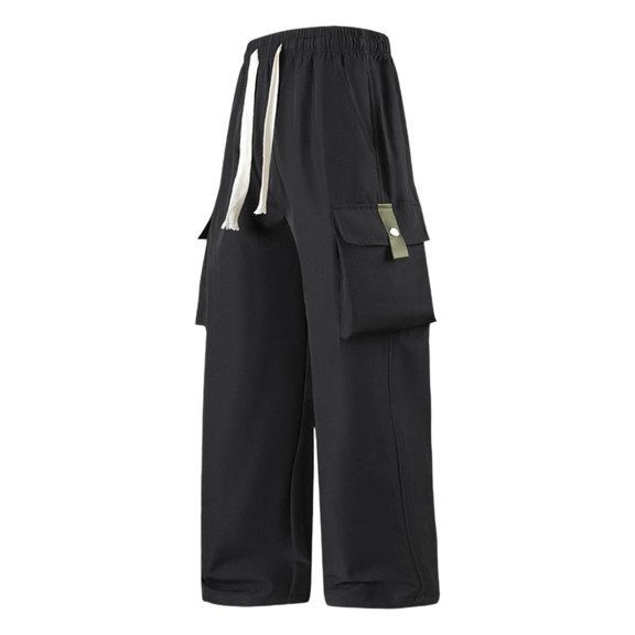 Afuyipoi Oversized Sweatpants for Men,Natural Rise Elastic Waist Breathable Pull-On Pants Black S/30