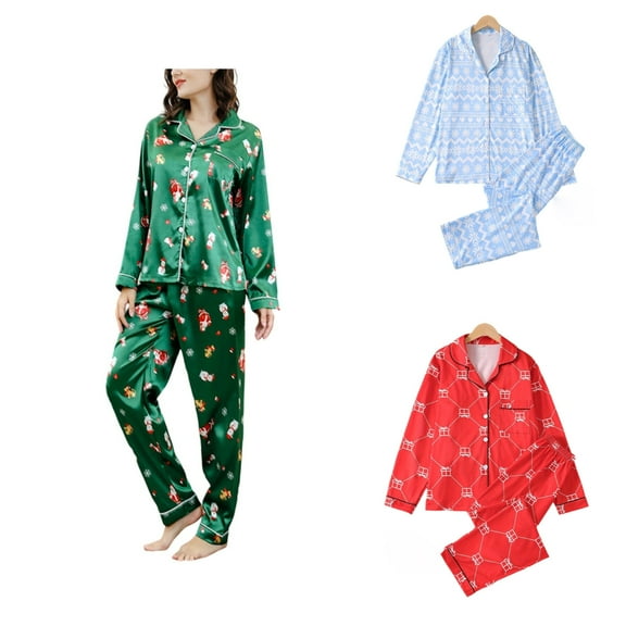 Afuyipoi Pajamas for Men Christmas Set, Printed Winter Holiday Sleepwear Two-Piece Green S