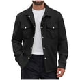 thumbnail image 1 of Afuyipoi Plus Size Men's Shirt Button-Up,Solid Collared Neck Long Sleeve Casual Stylish Shirt Black 2XL, 1 of 8