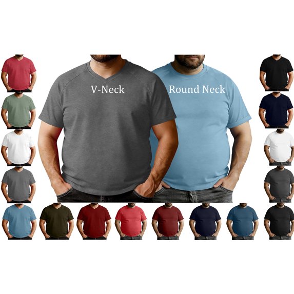 Afuyipoi Plus-Size T-shirts for Men, V-Neck Raglan Tee Casual Loose Short-Sleeve Pullover Tops Gray Size M