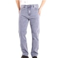 thumbnail image 1 of Afuyipoi Pocket Denim Jeans,Elastic Waist Washed Solid Denim Workwear Pants Straight Legs Jean Light Blue 48, 1 of 8
