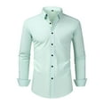 thumbnail image 1 of Afuyipoi Shirts for Men Button Up Long Sleeve,Soft Comfortable Stand Collar Work Casual Long Sleeve Shirt Green 3XL, 1 of 5
