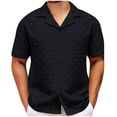 thumbnail image 1 of Afuyipoi Stylish Button Down Shirts for Men, Short Sleeve Summer Dressy Shirts for Vacation Wedding Black, 1 of 8