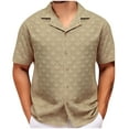 thumbnail image 1 of Afuyipoi Stylish Button Down Shirts for Men, Short Sleeve Summer Dressy Shirts for Vacation Wedding Khaki, 1 of 8