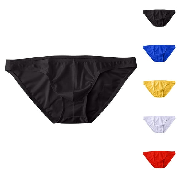 Afuyipoi Stylish Men Underpants,Mid-rise Elastic Waist Breathable Comfortable Briefs Black L