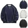 thumbnail image 1 of Afuyipoi Sweatshirt for Men,Long-Sleeve Crew Neck Solid Pocket Pullover Sweatshirt Navy 2XL, 1 of 4