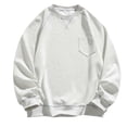thumbnail image 1 of Afuyipoi Sweatshirt for Men,Solid Pocket Crew Neck Long-Sleeve Pullover Sweatshirt White 3XL, 1 of 8
