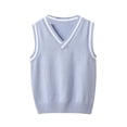 thumbnail image 1 of Afuyipoi Tank Tops Boys Girls,School Uniform V-neck Cotton Knit Cotton Vest for Kids Light Blue 5-6, 1 of 6