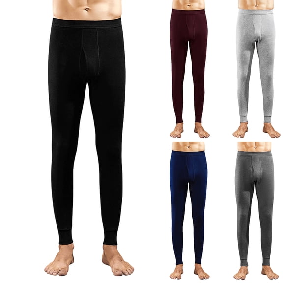 Afuyipoi Thermal Underwear for Men Pants, Long Bottoms Base Layer Cold Weather Fleece Lined Leggings Wine XL