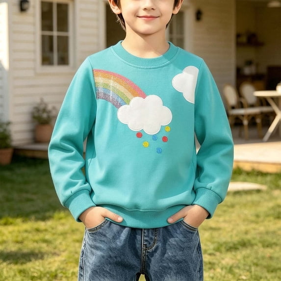Afuyipoi Toddler Boys Basic Cotton Long Sleeve Crewneck Pullover Top Casual Sports Style Sweatshirt Size 1-7 Years Mint Green Size 2T
