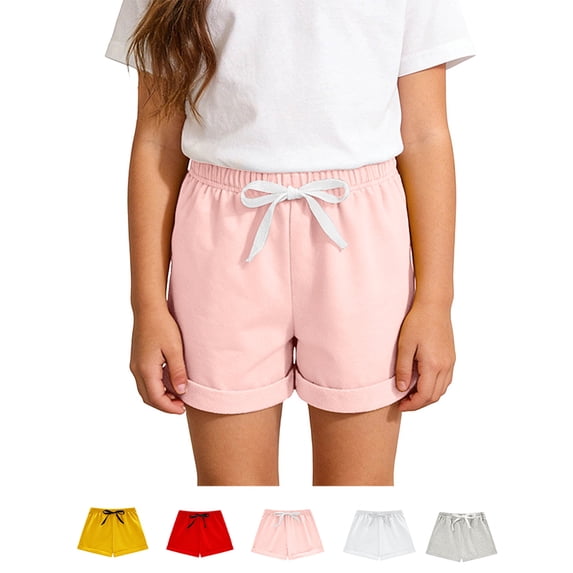 Afuyipoi Toddler Boys Girls Soft Cotton Shorts(1-8 Years), Kids Summer Solid Color Breathable Casual Lounge Shorts Pink Size 3T