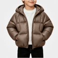 thumbnail image 1 of Afuyipoi Toddler Boys Puffer Hooded Coat Quilted Zip Up Thickened Warm Winter Jacket Outdoor Play Size 0-7Y Brown Size 12M, 1 of 9