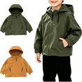 thumbnail image 1 of Afuyipoi Toddler Boys Zip Up Hooded Casual Jacket Lightweight Windbreaker Outdoor Fall Winter Size 6M-4Y Army Green Size 3T, 1 of 7
