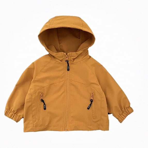 Afuyipoi Toddler Boys Zip Up Hooded Casual Jacket Lightweight Windbreaker Outdoor Fall Winter Size 6M-4Y Yellow Size 12-18M