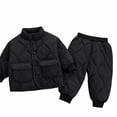 thumbnail image 1 of Afuyipoi Toddler Girls Fall Winter Fleece Lined Quilted Jacket Set Warm Top for Outdoor Play Black Size 3T, 1 of 5