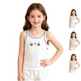 thumbnail image 1 of Afuyipoi Toddler and Kids Bear Printed Tank Top (0-10 Years) Summer Round Neck Sleeveless Cotton Tee Breathable Casual Base Layer Top White 3/4, 1 of 8