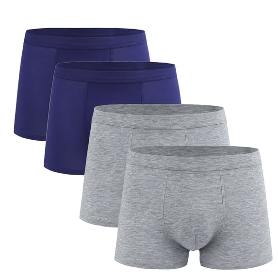 Afuyipoi Underpants Oversized for Men 4 Pack,Comfort Soft Solid Color Low Rise Men Underwear Large Size Gray 4XL